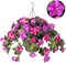 Artificial Fall Flowers with Hanging Basket, UV Resistant Faux Petunias for Outdoor and Indoor Autumn Decor
